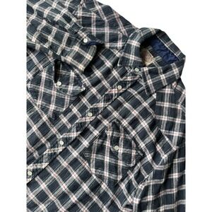 Gibson Trading Co Plaid Flannel Snap‎ Button Shirt Men's Large L Western Style